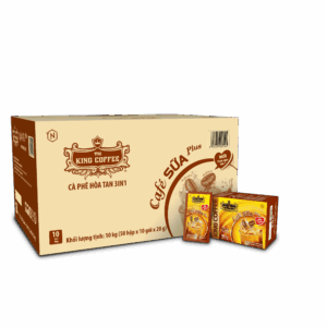 Cà Phê Sữa Hòa Tan PLUS 3IN1 KING COFFEE - Hộp 10 gói x 20g