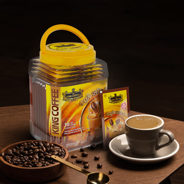 Mua Cà Phê Sữa PLUS Hòa Tan 3IN1 KING COFFEE – Hộp nhựa 600g (30 gói x 20g)
