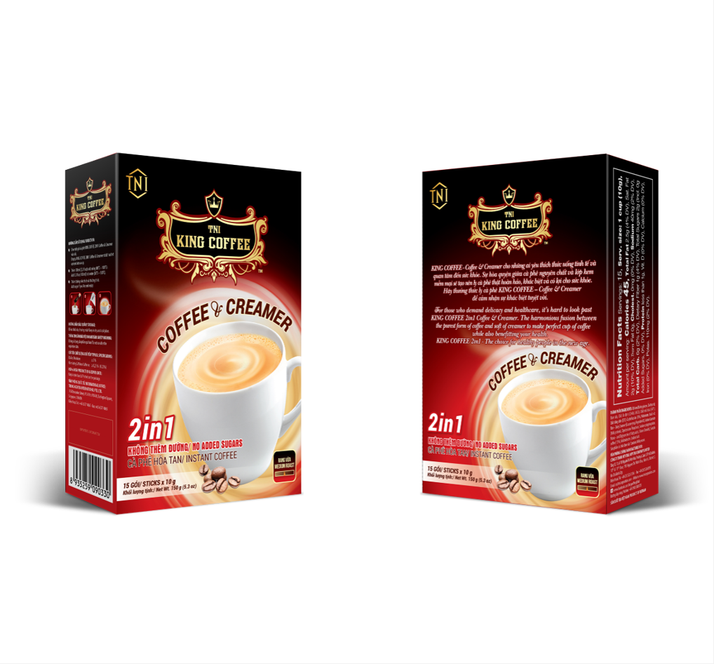 Hộp Cà Phê Hòa Tan 2IN1 KING COFFEE – Hộp 15 gói x 10g