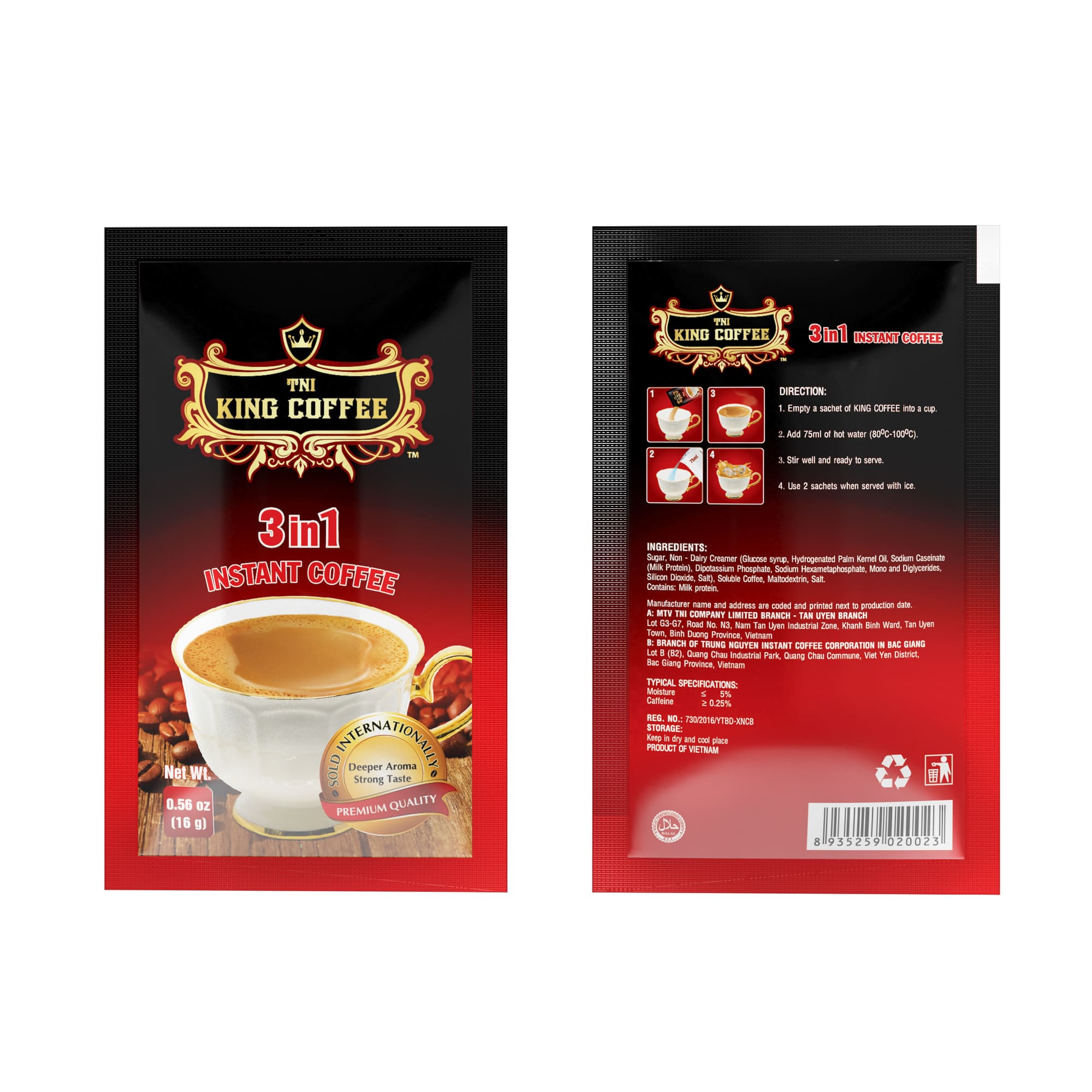 Gói Cà Phê Hòa Tan 3IN1 KING COFFEE - Túi 48 gói x 16g