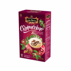 Cà Phê Hòa Tan Cappuccino KING COFFEE vị Quế - Hộp 12 gói x 20g