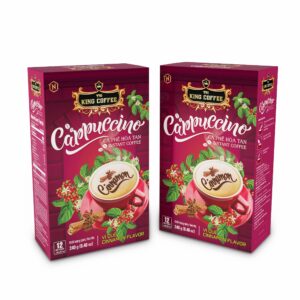 Hộp Cà Phê Hòa Tan Cappuccino KING COFFEE vị Quế - Hộp 12 gói x 20g