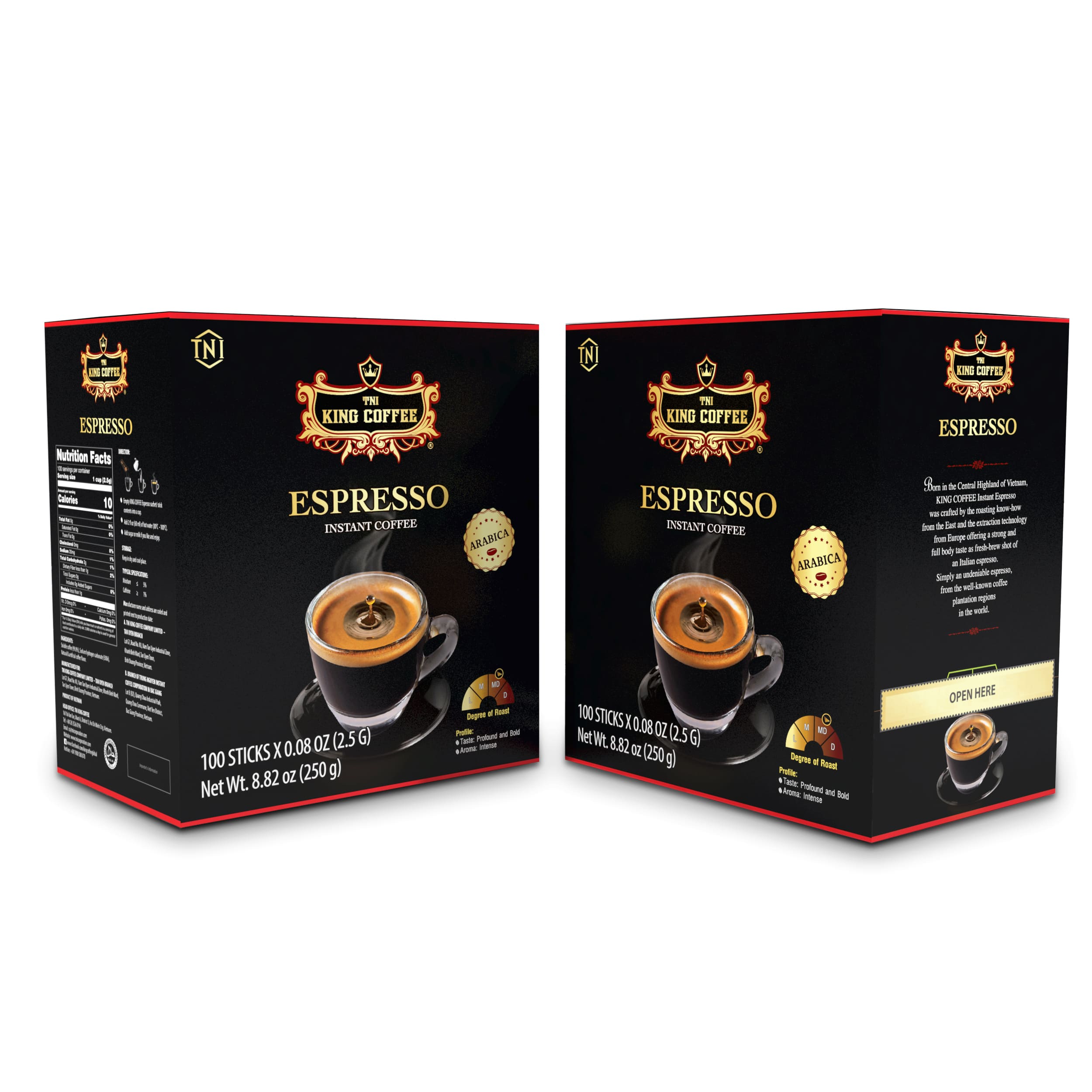 Hộp Cà Phê Hòa Tan Espresso KING COFFEE – Hộp 100 gói x 2.5g