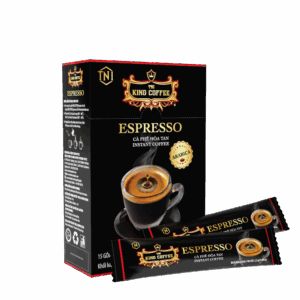 Hộp và gói Cà Phê Hòa Tan Espresso KING COFFEE - Hộp 15 gói x 2.5g