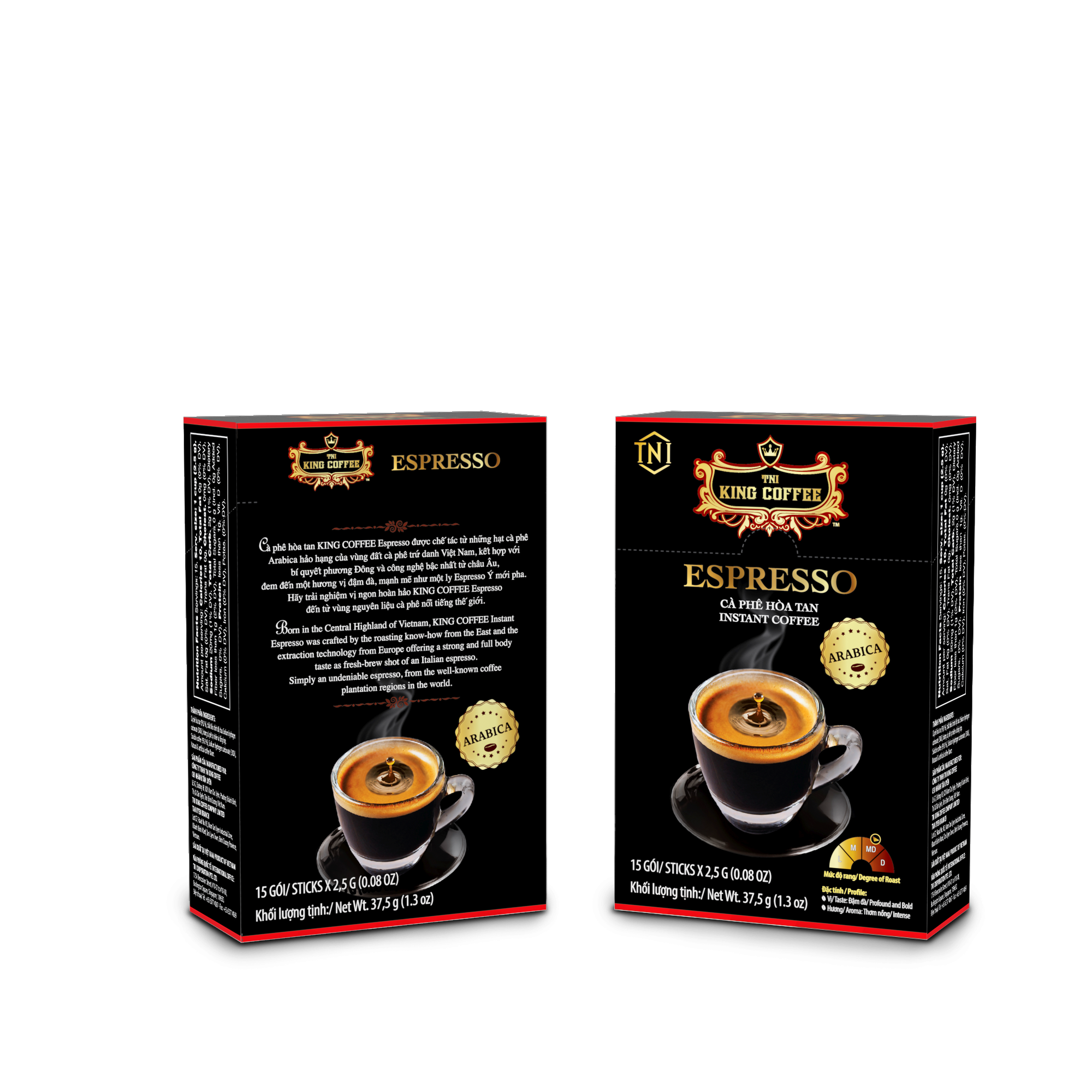 Hộp Cà Phê Hòa Tan Espresso KING COFFEE - Hộp 15 gói x 2.5g