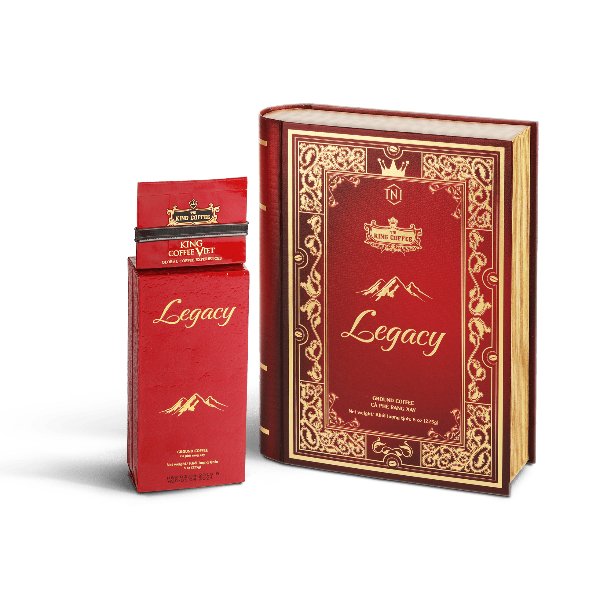 Hộp Cà Phê Rang Xay Cao Cấp Legacy KING COFFEE - Hộp 225gr
