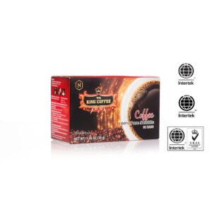 Hộp Cà Phê Hòa Tan Đen Thuần Khiết KING COFFEE – Hộp 15 gói x 2g – Không Đường